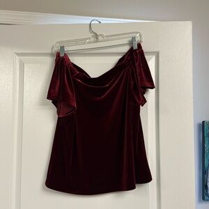 Velvet lined ladies off the shoulder holiday top